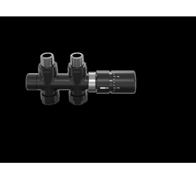 Robinetterie thermostatisable H droit réversible 1/2'', tête man. - Kit O coul | 991589-841279_Robinetterie en H droit-Tête TH_Kit O_Black Matt_0557_Vue face.jpg