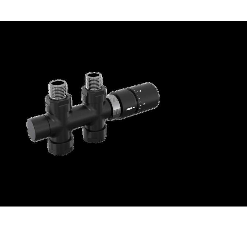 Robinetterie thermostatisable H droit réversible 1/2'', tête man. - Kit O coul | 991589-841279_Robinetterie en H droit-Tête TH_Kit O_Black Matt_0557_Vue gauche.jpg