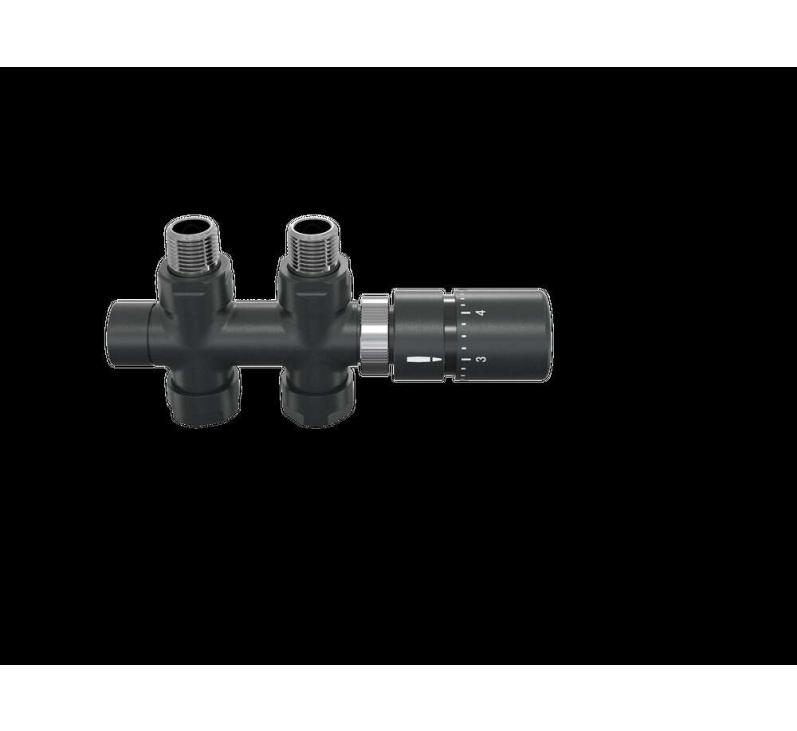 Robinetterie thermostatisable H droit réversible 1/2'', tête man. - Kit O coul | 991589-841279_Robinetterie en H droit-Tête TH_Kit O_Black Quartz_0550_Vue face.jpg
