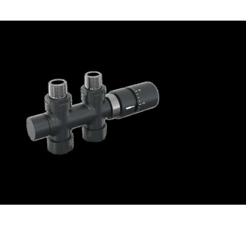 Robinetterie thermostatisable H droit réversible 1/2'', tête man. - Kit O coul | 991589-841279_Robinetterie en H droit-Tête TH_Kit O_Black Quartz_0550_Vue gauche.jpg