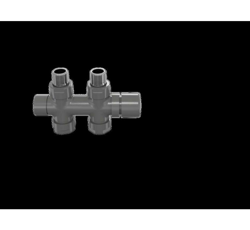 Robinetterie thermostatisable H droit réversible 1/2'', tête man. - Kit O coul | 991589_Robinetterie en H droit_Kit O_Anthracite_0346_Vue face.jpg