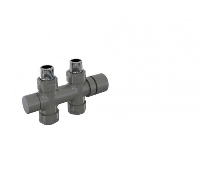 Robinetterie thermostatisable H droit réversible 1/2'', tête man. - Kit O coul | 991589_Robinetterie en H droit_Kit O_Anthracite_0346_Vue gauche.jpg