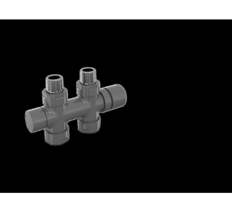 Robinetterie thermostatisable H droit réversible 1/2'', tête man. - Kit O coul | 991589_Robinetterie en H droit_Kit O_Anthracite_0346_Vue gauche.jpg
