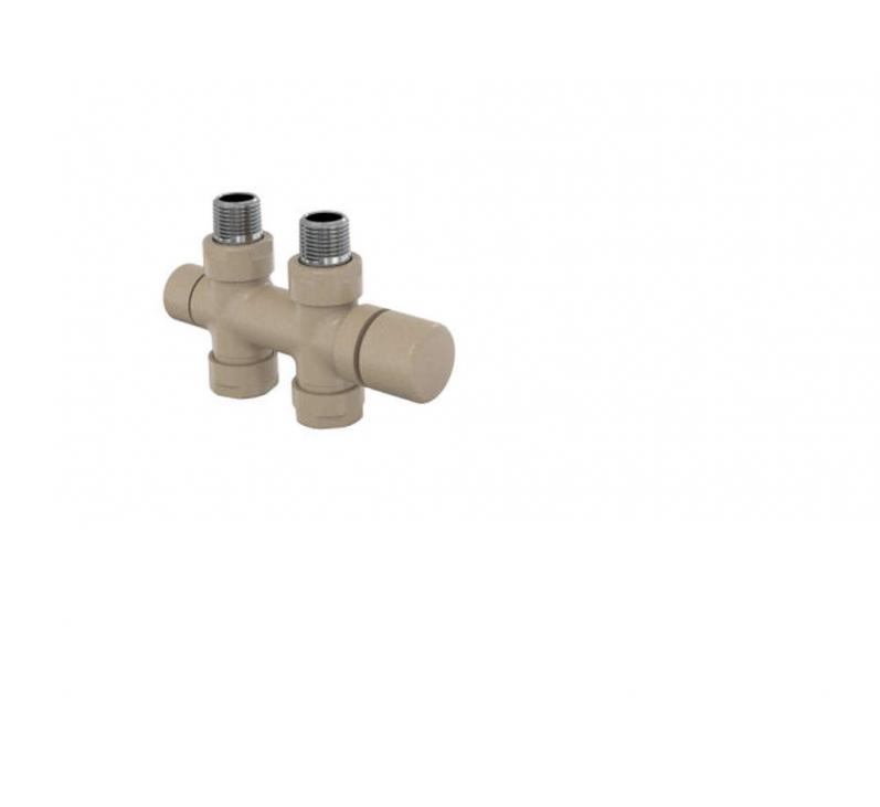 Robinetterie thermostatisable H droit réversible 1/2'', tête man. - Kit O coul | 991589_Robinetterie en H droit_Kit O_Beige Quartz_0523_Vue droite.jpg