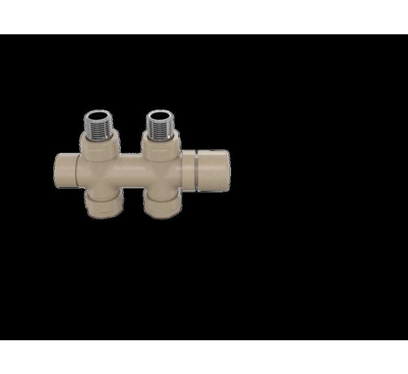 Robinetterie thermostatisable H droit réversible 1/2'', tête man. - Kit O coul | 991589_Robinetterie en H droit_Kit O_Beige Quartz_0523_Vue face.jpg