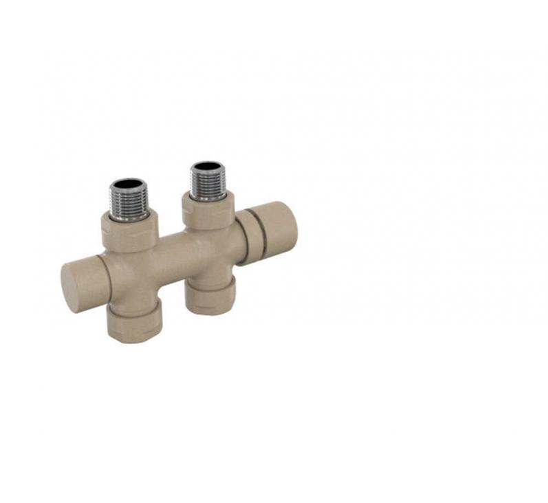 Robinetterie thermostatisable H droit réversible 1/2'', tête man. - Kit O coul | 991589_Robinetterie en H droit_Kit O_Beige Quartz_0523_Vue gauche.jpg