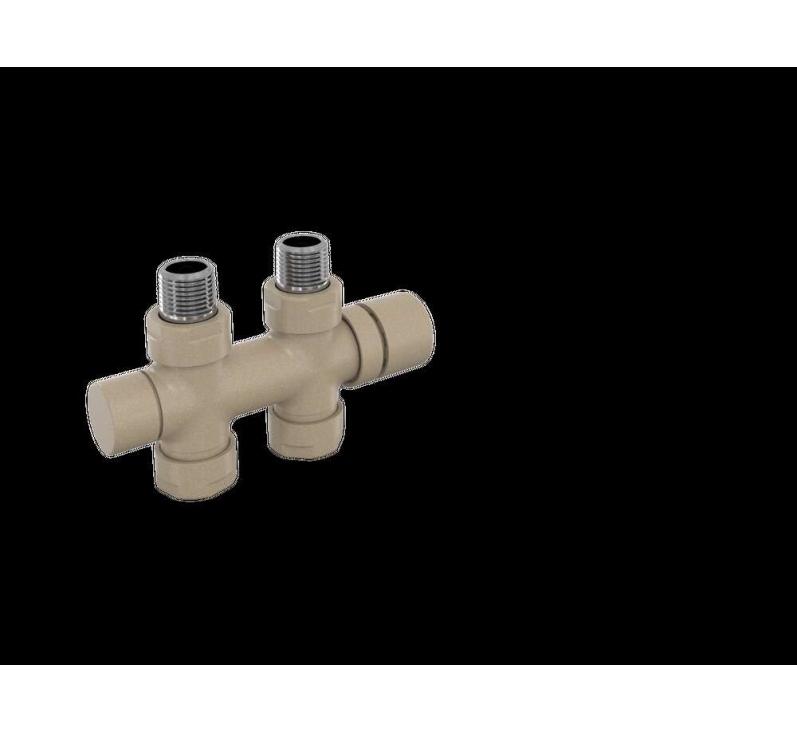 Robinetterie thermostatisable H droit réversible 1/2'', tête man. - Kit O coul | 991589_Robinetterie en H droit_Kit O_Beige Quartz_0523_Vue gauche.jpg