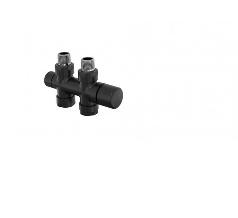 Robinetterie thermostatisable H droit réversible 1/2'', tête man. - Kit O coul | 991589_Robinetterie en H droit_Kit O_Black Matt_0557_Vue droite.jpg