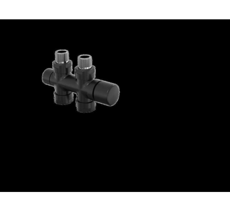 Robinetterie thermostatisable H droit réversible 1/2'', tête man. - Kit O coul | 991589_Robinetterie en H droit_Kit O_Black Matt_0557_Vue droite.jpg