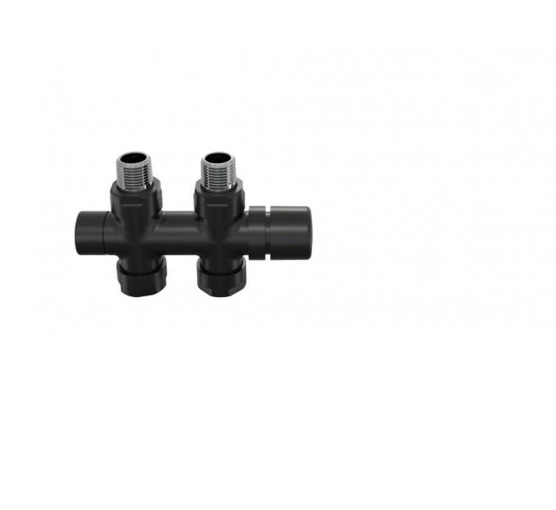 Robinetterie thermostatisable H droit réversible 1/2'', tête man. - Kit O coul | 991589_Robinetterie en H droit_Kit O_Black Matt_0557_Vue face.jpg