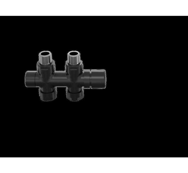 Robinetterie thermostatisable H droit réversible 1/2'', tête man. - Kit O coul | 991589_Robinetterie en H droit_Kit O_Black Matt_0557_Vue face.jpg