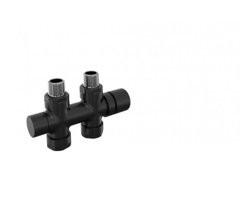 Robinetterie thermostatisable H droit réversible 1/2'', tête man. - Kit O coul | 991589_Robinetterie en H droit_Kit O_Black Matt_0557_Vue gauche.jpg
