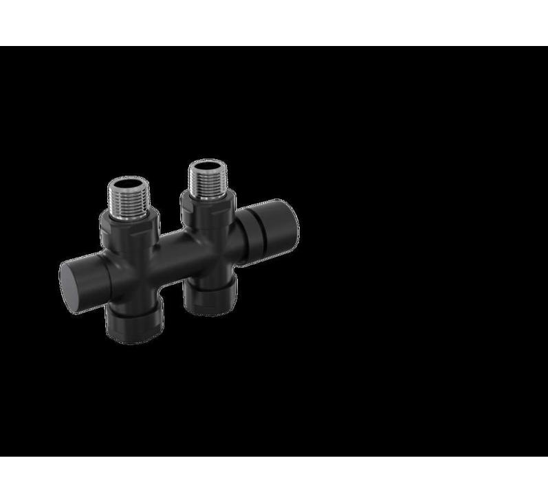 Robinetterie thermostatisable H droit réversible 1/2'', tête man. - Kit O coul | 991589_Robinetterie en H droit_Kit O_Black Matt_0557_Vue gauche.jpg