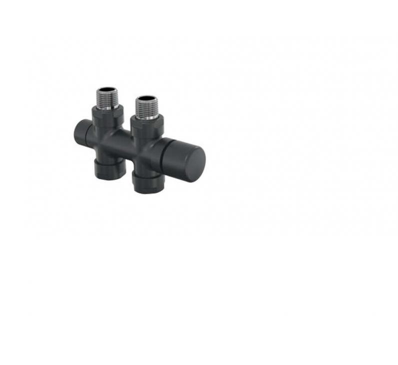 Robinetterie thermostatisable H droit réversible 1/2'', tête man. - Kit O coul | 991589_Robinetterie en H droit_Kit O_Black Quartz_0550_Vue droite.jpg