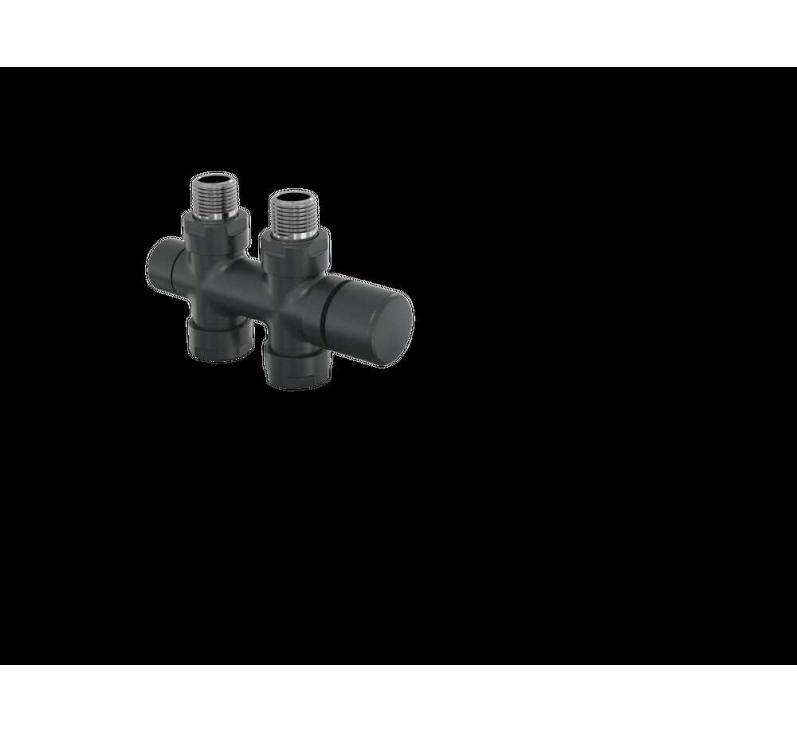 Robinetterie thermostatisable H droit réversible 1/2'', tête man. - Kit O coul | 991589_Robinetterie en H droit_Kit O_Black Quartz_0550_Vue droite.jpg
