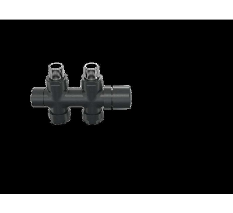 Robinetterie thermostatisable H droit réversible 1/2'', tête man. - Kit O coul | 991589_Robinetterie en H droit_Kit O_Black Quartz_0550_Vue face.jpg