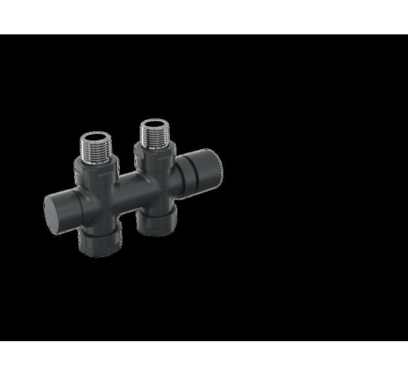 Robinetterie thermostatisable H droit réversible 1/2'', tête man. - Kit O coul | 991589_Robinetterie en H droit_Kit O_Black Quartz_0550_Vue gauche.jpg