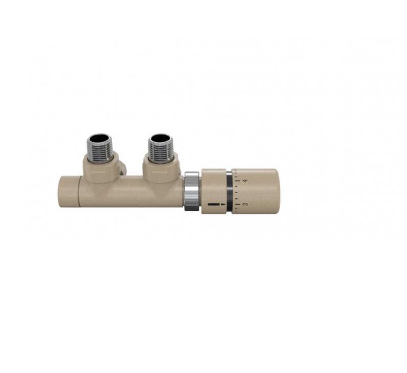 Tête thermostatique TH Couleur | 991599-841279_Robinetterie en H équerre-Tête TH_Tête à droite_Kit P_Beige Quartz_0523_Vue face.jpg