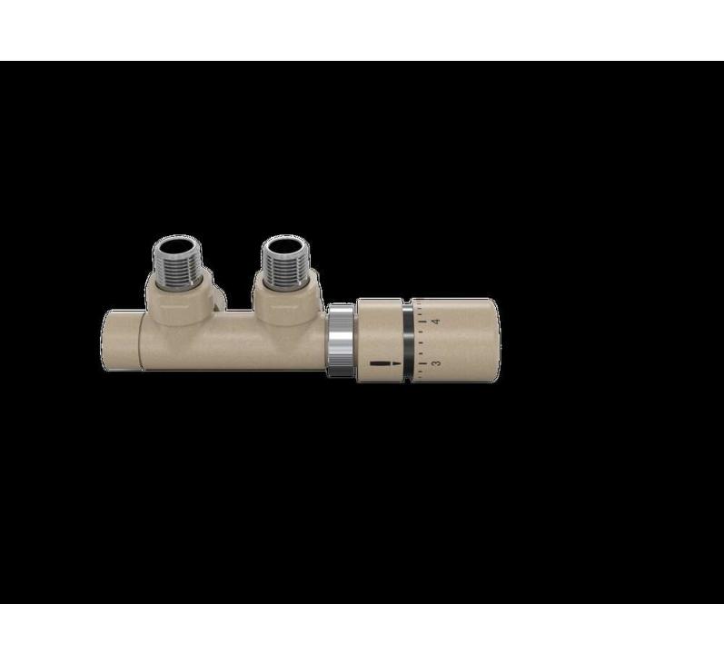 Tête thermostatique TH Couleur | 991599-841279_Robinetterie en H équerre-Tête TH_Tête à droite_Kit P_Beige Quartz_0523_Vue face.jpg