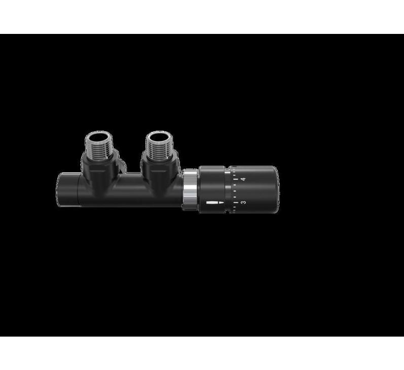 Robinetterie thermostatisable H coudé 1/2'', tête man. droite - Kit P couleur | 991599-841279_Robinetterie en H équerre-Tête TH_Tête à droite_Kit P_Black Matt_0557_Vue face.jpg