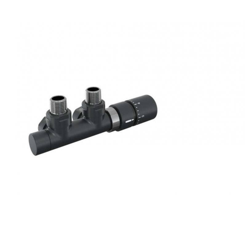 Tête thermostatique TH Couleur | 991599-841279_Robinetterie en H équerre-Tête TH_Tête à droite_Kit P_Black Quartz_0550_Vue gauche.jpg