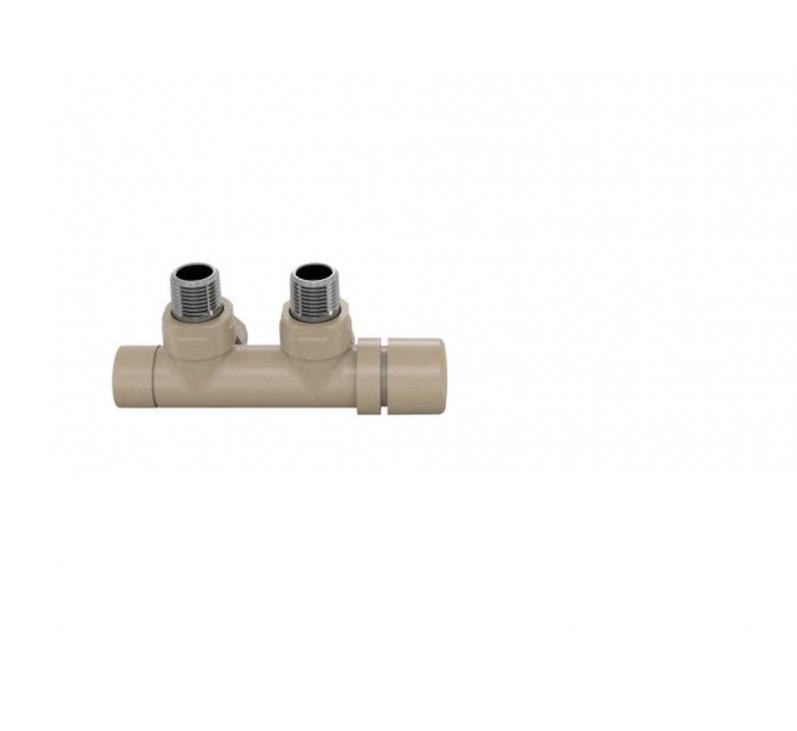Robinetterie thermostatisable H coudé 1/2'', tête man. droite - Kit P couleur | 991599_Robinetterie en H équerre_Tête à droite_Kit P_Beige Quartz_0523_Vue face.jpg