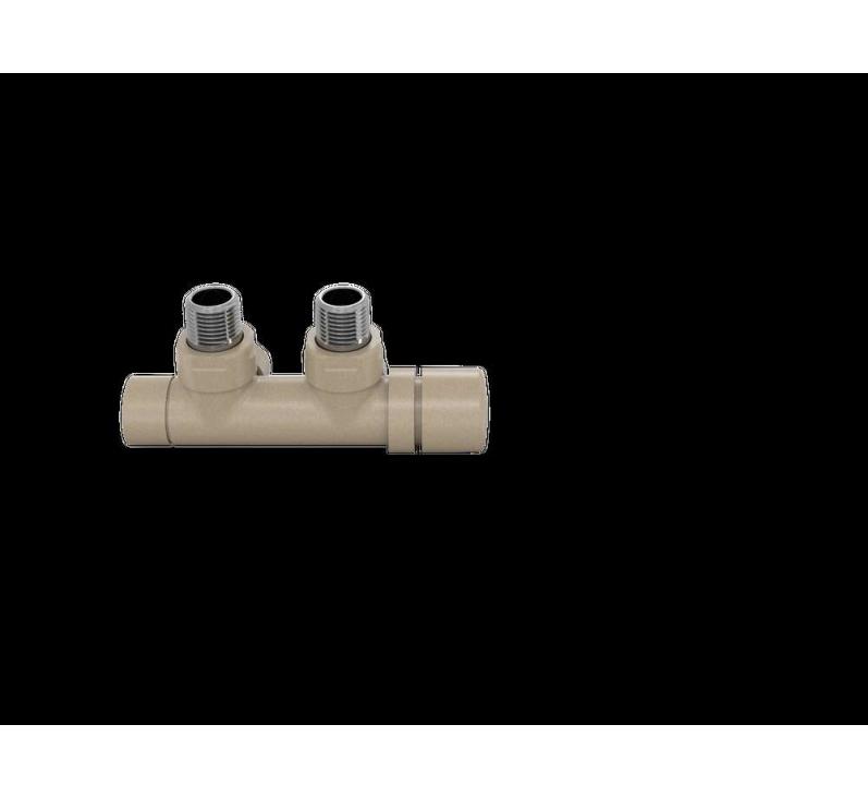 Robinetterie thermostatisable H coudé 1/2'', tête man. droite - Kit P couleur | 991599_Robinetterie en H équerre_Tête à droite_Kit P_Beige Quartz_0523_Vue face.jpg