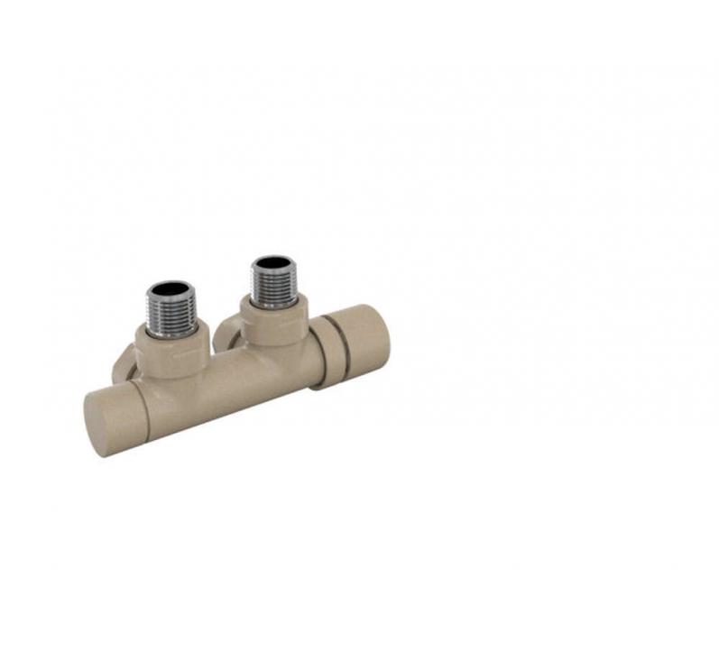 Robinetterie thermostatisable H coudé 1/2'', tête man. droite - Kit P couleur | 991599_Robinetterie en H équerre_Tête à droite_Kit P_Beige Quartz_0523_Vue gauche.jpg