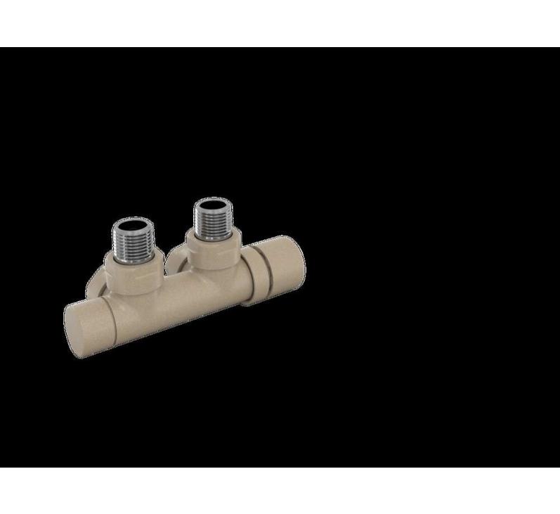 Robinetterie thermostatisable H coudé 1/2'', tête man. droite - Kit P couleur | 991599_Robinetterie en H équerre_Tête à droite_Kit P_Beige Quartz_0523_Vue gauche.jpg