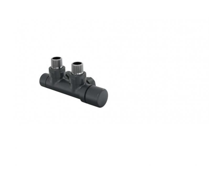 Robinetterie thermostatisable H coudé 1/2'', tête man. droite - Kit P couleur | 991599_Robinetterie en H équerre_Tête à droite_Kit P_Black Quartz_0550_Vue droite.jpg