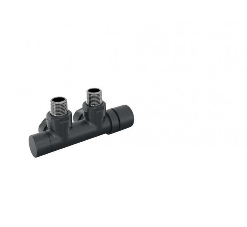 Robinetterie thermostatisable H coudé 1/2'', tête man. droite - Kit P couleur | 991599_Robinetterie en H équerre_Tête à droite_Kit P_Black Quartz_0550_Vue gauche.jpg
