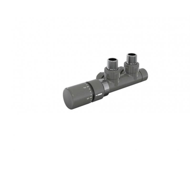 Robinetterie thermostatisable H coudé 1/2'', tête man. gauche - Kit Q couleur | 991609-841279_Robinetterie en H équerre-Tête TH_Tête à gauche_Kit Q_Anthracite_0346_Vue gauche.jpg