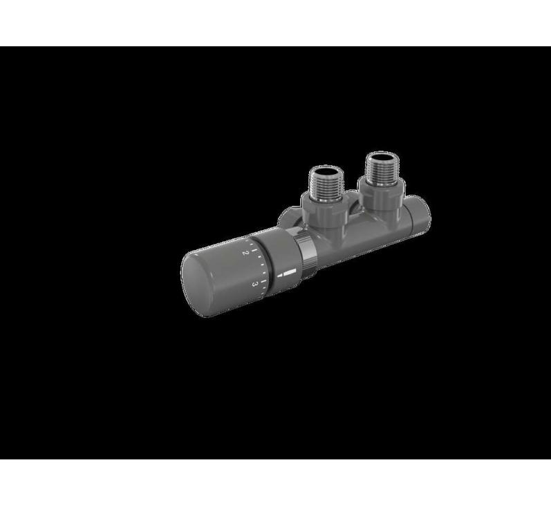 Tête thermostatique TH Couleur | 991609-841279_Robinetterie en H équerre-Tête TH_Tête à gauche_Kit Q_Anthracite_0346_Vue gauche.jpg