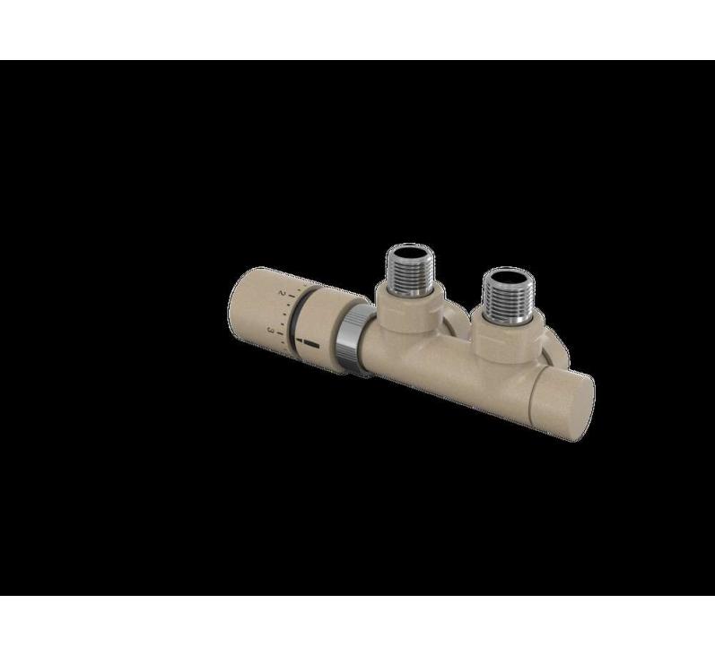 Tête thermostatique TH Couleur | 991609-841279_Robinetterie en H équerre-Tête TH_Tête à gauche_Kit Q_Beige Quartz_0523_Vue droite.jpg