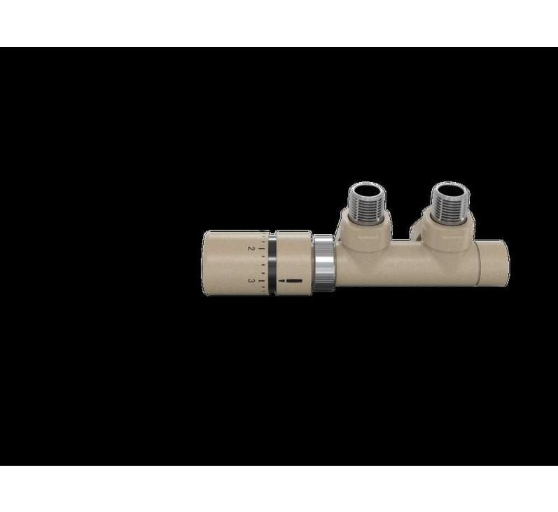 Tête thermostatique TH Couleur | 991609-841279_Robinetterie en H équerre-Tête TH_Tête à gauche_Kit Q_Beige Quartz_0523_Vue face.jpg