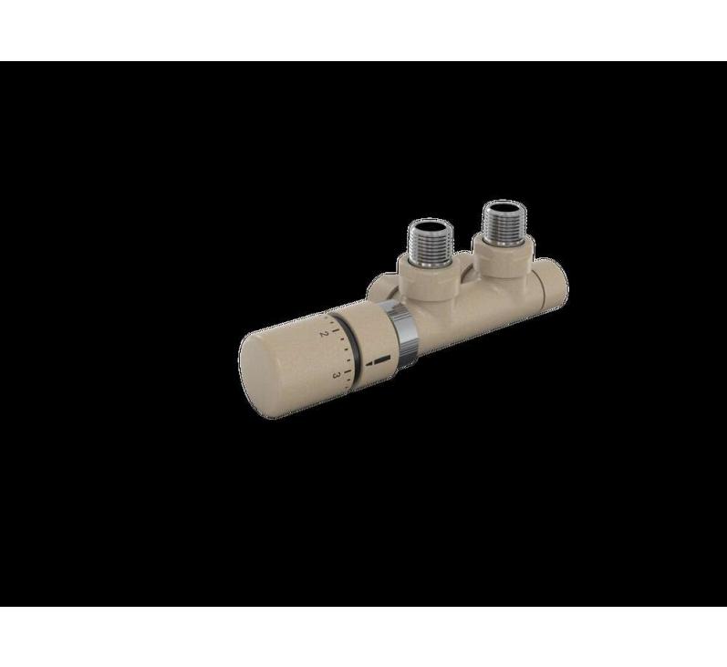 Tête thermostatique TH Couleur | 991609-841279_Robinetterie en H équerre-Tête TH_Tête à gauche_Kit Q_Beige Quartz_0523_Vue gauche.jpg