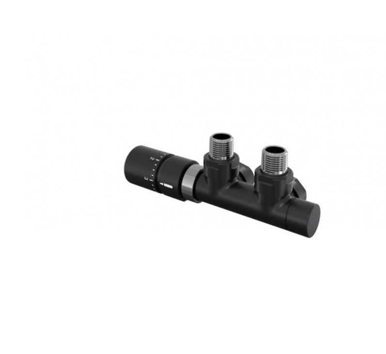 Robinetterie thermostatisable H coudé 1/2'', tête man. gauche - Kit Q couleur | 991609-841279_Robinetterie en H équerre-Tête TH_Tête à gauche_Kit Q_Black Matt_0557_Vue droite.jpg