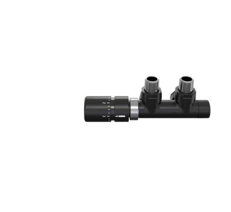Robinetterie thermostatisable H coudé 1/2'', tête man. gauche - Kit Q couleur | 991609-841279_Robinetterie en H équerre-Tête TH_Tête à gauche_Kit Q_Black Matt_0557_Vue face.jpg