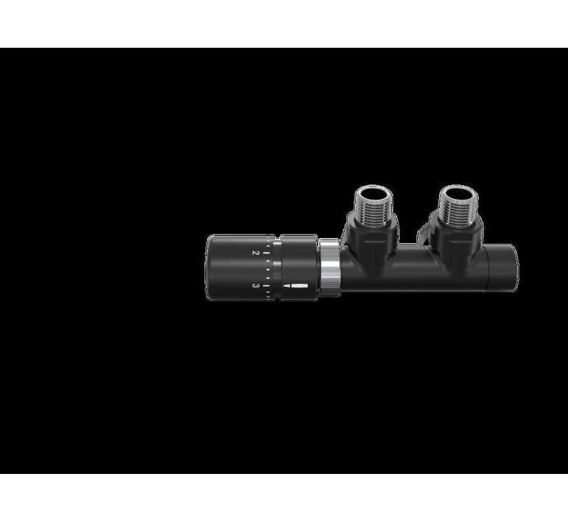 Tête thermostatique TH Couleur | 991609-841279_Robinetterie en H équerre-Tête TH_Tête à gauche_Kit Q_Black Matt_0557_Vue face.jpg