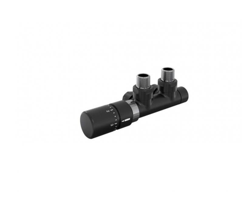 Robinetterie thermostatisable H coudé 1/2'', tête man. gauche - Kit Q couleur | 991609-841279_Robinetterie en H équerre-Tête TH_Tête à gauche_Kit Q_Black Matt_0557_Vue gauche.jpg