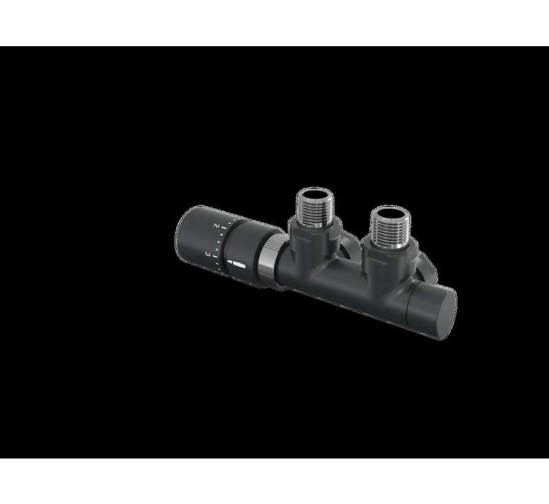 Tête thermostatique TH Couleur | 991609-841279_Robinetterie en H équerre-Tête TH_Tête à gauche_Kit Q_Black Quartz_0550_Vue droite.jpg