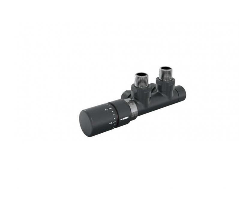 Robinetterie thermostatisable H coudé 1/2'', tête man. gauche - Kit Q couleur | 991609-841279_Robinetterie en H équerre-Tête TH_Tête à gauche_Kit Q_Black Quartz_0550_Vue gauche.jpg