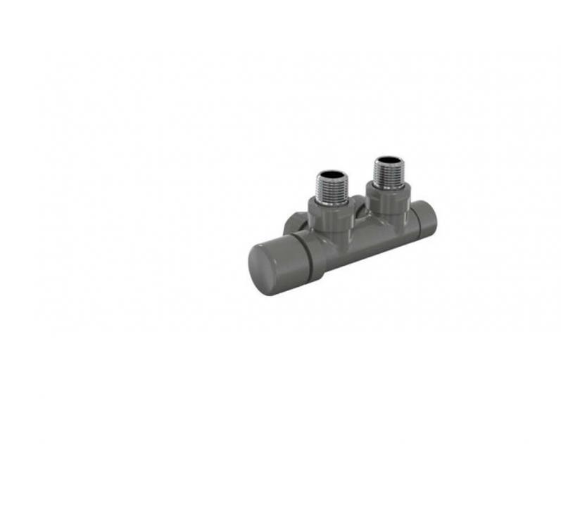Robinetterie thermostatisable H coudé 1/2'', tête man. gauche - Kit Q couleur | 991609_Robinetterie en H équerre_Tête à gauche_Kit Q_Anthracite_0346_Vue gauche.jpg