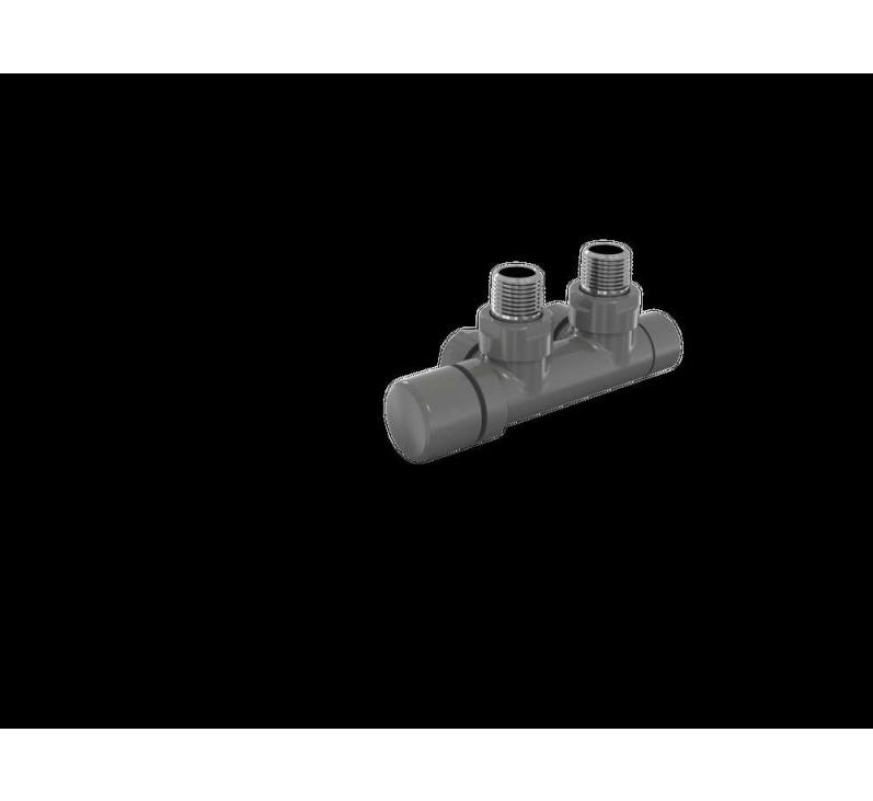 Robinetterie thermostatisable H coudé 1/2'', tête man. gauche - Kit Q couleur | 991609_Robinetterie en H équerre_Tête à gauche_Kit Q_Anthracite_0346_Vue gauche.jpg