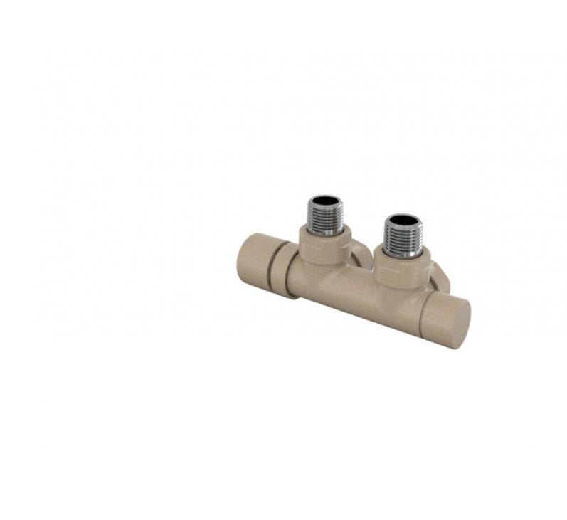 Robinetterie thermostatisable H coudé 1/2'', tête man. gauche - Kit Q couleur | 991609_Robinetterie en H équerre_Tête à gauche_Kit Q_Beige Quartz_0523_Vue droite.jpg