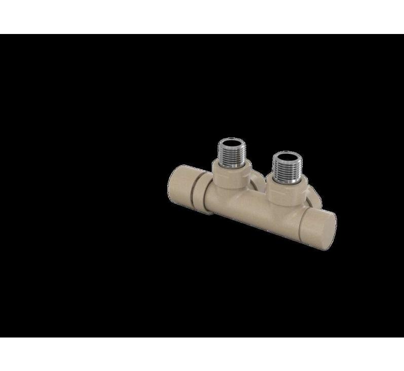 Robinetterie thermostatisable H coudé 1/2'', tête man. gauche - Kit Q couleur | 991609_Robinetterie en H équerre_Tête à gauche_Kit Q_Beige Quartz_0523_Vue droite.jpg