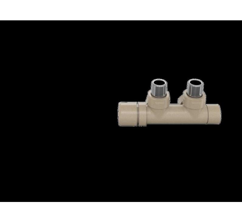Robinetterie thermostatisable H coudé 1/2'', tête man. gauche - Kit Q couleur | 991609_Robinetterie en H équerre_Tête à gauche_Kit Q_Beige Quartz_0523_Vue face.jpg