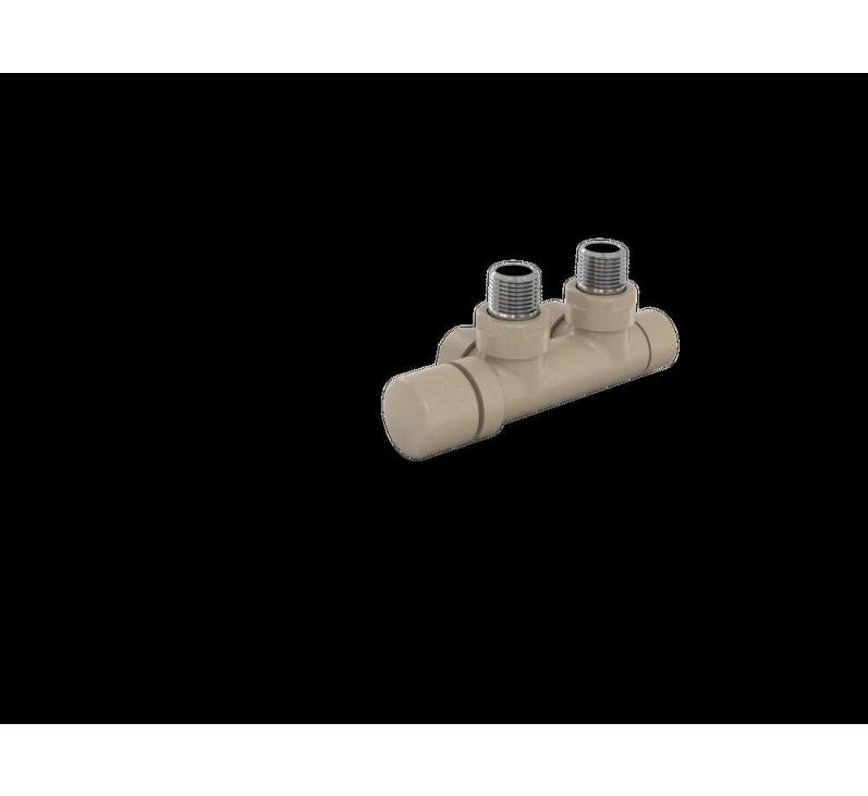 Robinetterie thermostatisable H coudé 1/2'', tête man. gauche - Kit Q couleur | 991609_Robinetterie en H équerre_Tête à gauche_Kit Q_Beige Quartz_0523_Vue gauche.jpg