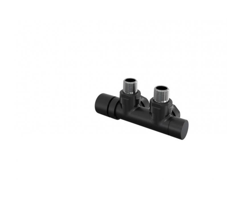 Robinetterie thermostatisable H coudé 1/2'', tête man. gauche - Kit Q couleur | 991609_Robinetterie en H équerre_Tête à gauche_Kit Q_Black Matt_0557_Vue droite.jpg