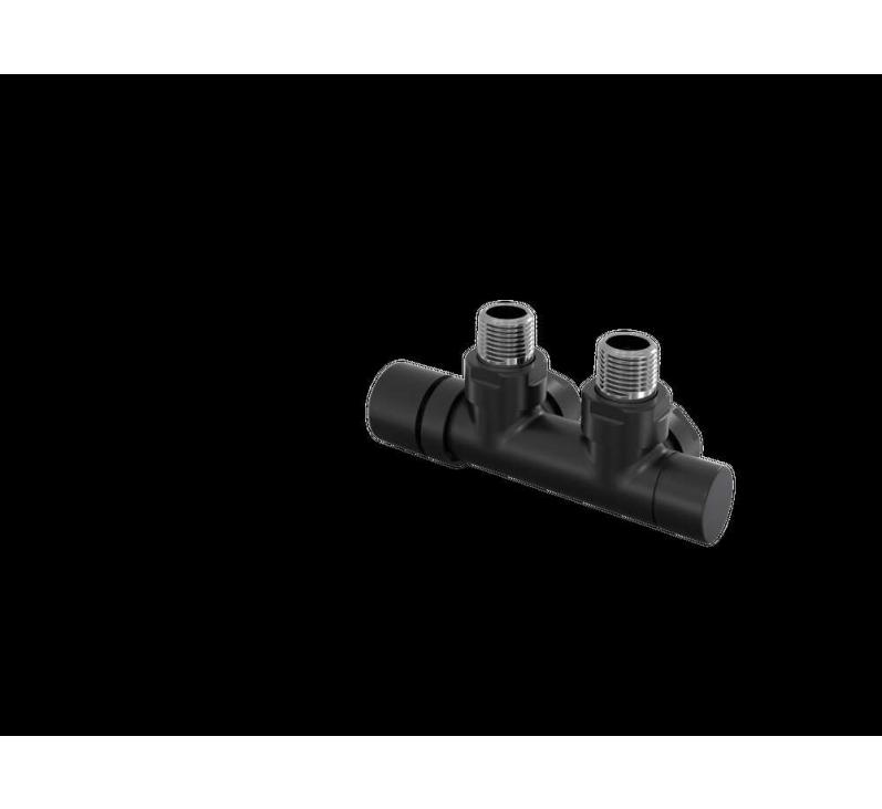 Robinetterie thermostatisable H coudé 1/2'', tête man. gauche - Kit Q couleur | 991609_Robinetterie en H équerre_Tête à gauche_Kit Q_Black Matt_0557_Vue droite.jpg